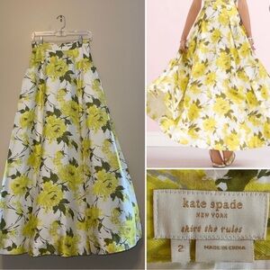 Kate Spade Yellow Green Maxi A-Line Skirt